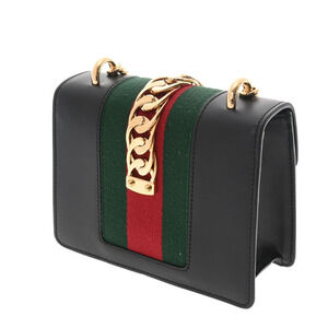 Gucci crossbody leather bag chain Sylvie black